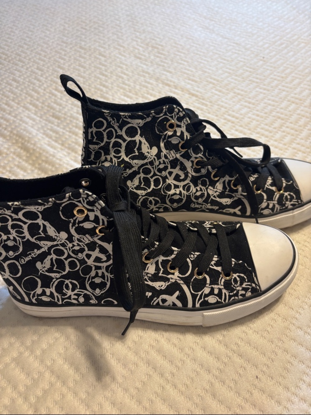 Black Patterned High-Top Lace-Up Sneakers